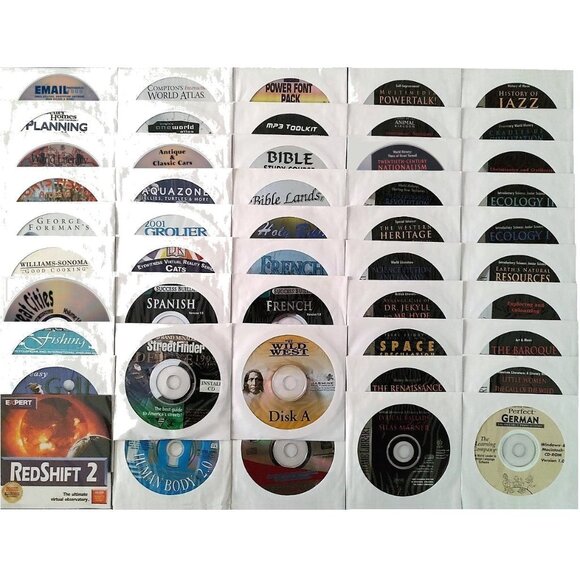 50 MISC CD-ROM LOT #4 - PC Software Lot CLEARANCE - NEW CD's in Sleeves - Picture 1 of 5